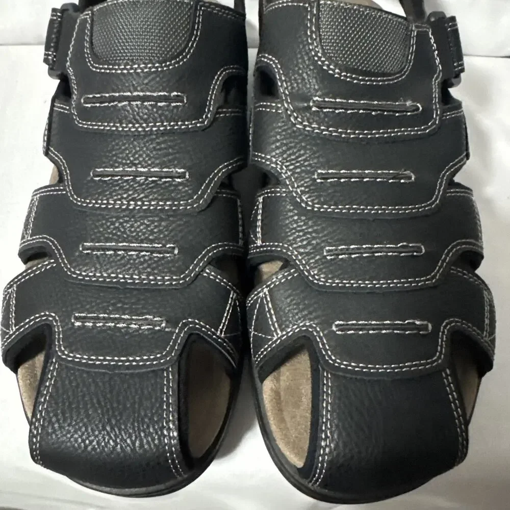 Men's Dockers SeaRose Black Memory Foam Fusion Footbed Fisherman Sandals Sz 11